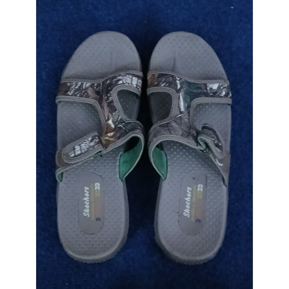 Skechers ladies slide sandals camo cushioned footbed 9